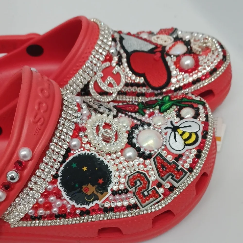 Crocs Red Embellished Clogs - Picture 6 of 11